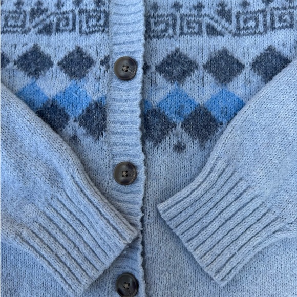 Lucky Brand Gray and Blue Fair Isle Women's Cardigan Sweater XL - Picture 8 of 16